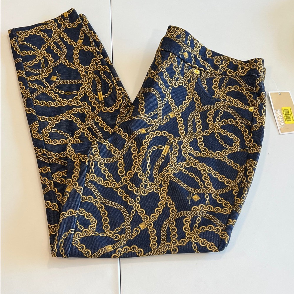 Michael Kors - Navy and Gold Patterned Pants